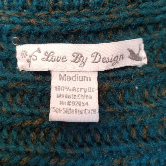 Turquoise/Brown Chunky-Knit Sweater - Picture 8 of 8